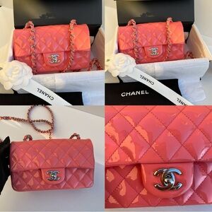 Chanel Mini Pink Patent Silver Hardware